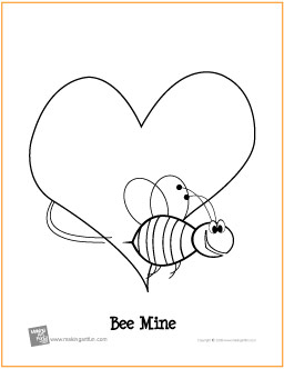 Bee Mine (Valentine's Day) | Free Printable Coloring Page