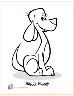 Puppy Coloring Sheets on Happy Puppy   Free Printable Coloring Page