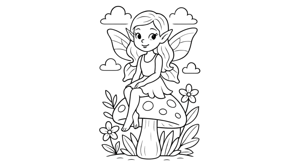 Fairy Sitting on a Mushroom