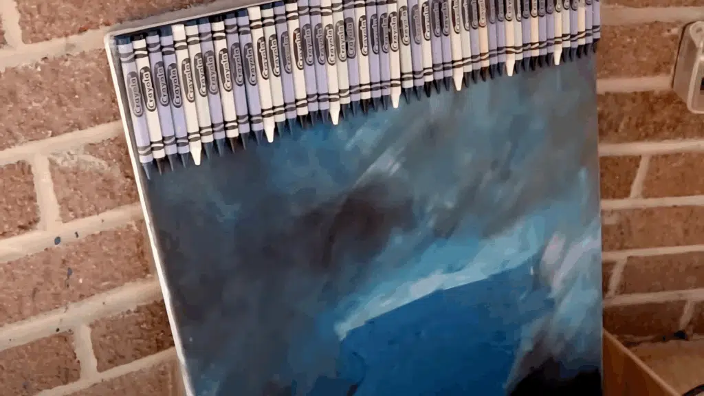 Glue down your crayons