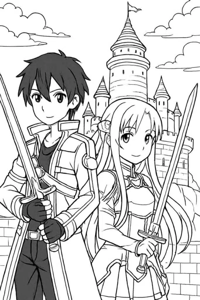 Kirito and Asuna in Aincrad
