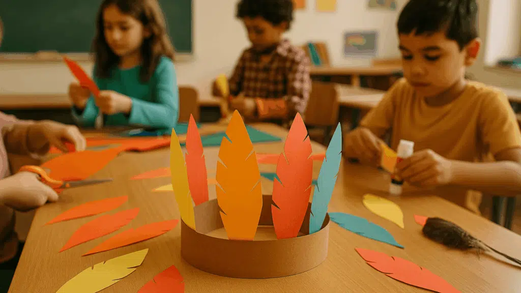 Paper Feather Headdresses native american crafts