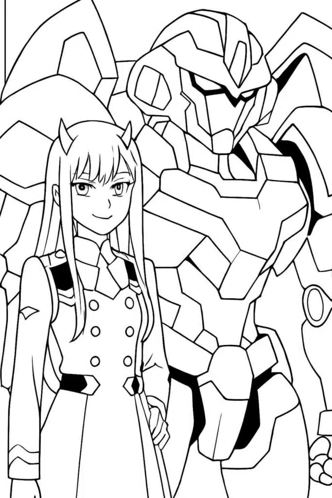 Zero Two with Her Mecha Strelizia