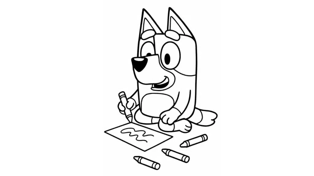 Bluey Drawing With Crayons