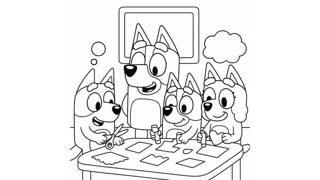 bluey family coloring pages arts and crafts day