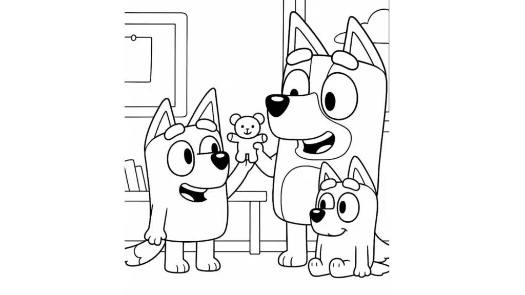 bluey family coloring pages show and tell day
