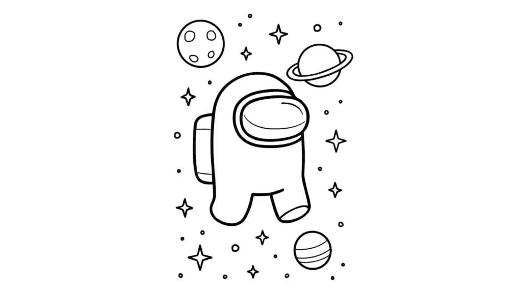 Crewmate in Astronaut Helmet Floating in Space