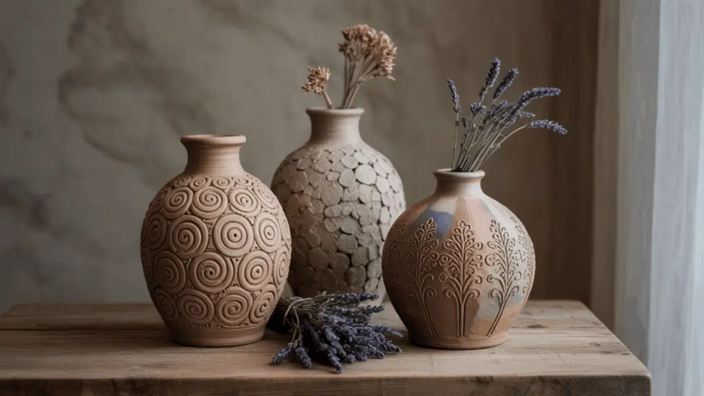 decorative textured vases and surface treatment