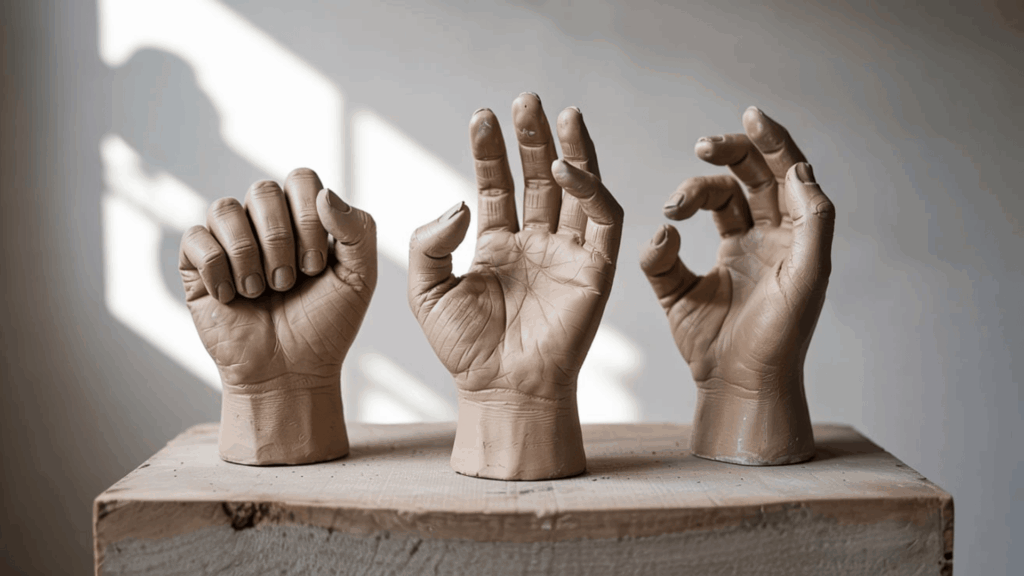 expressive hand gestures sculptures