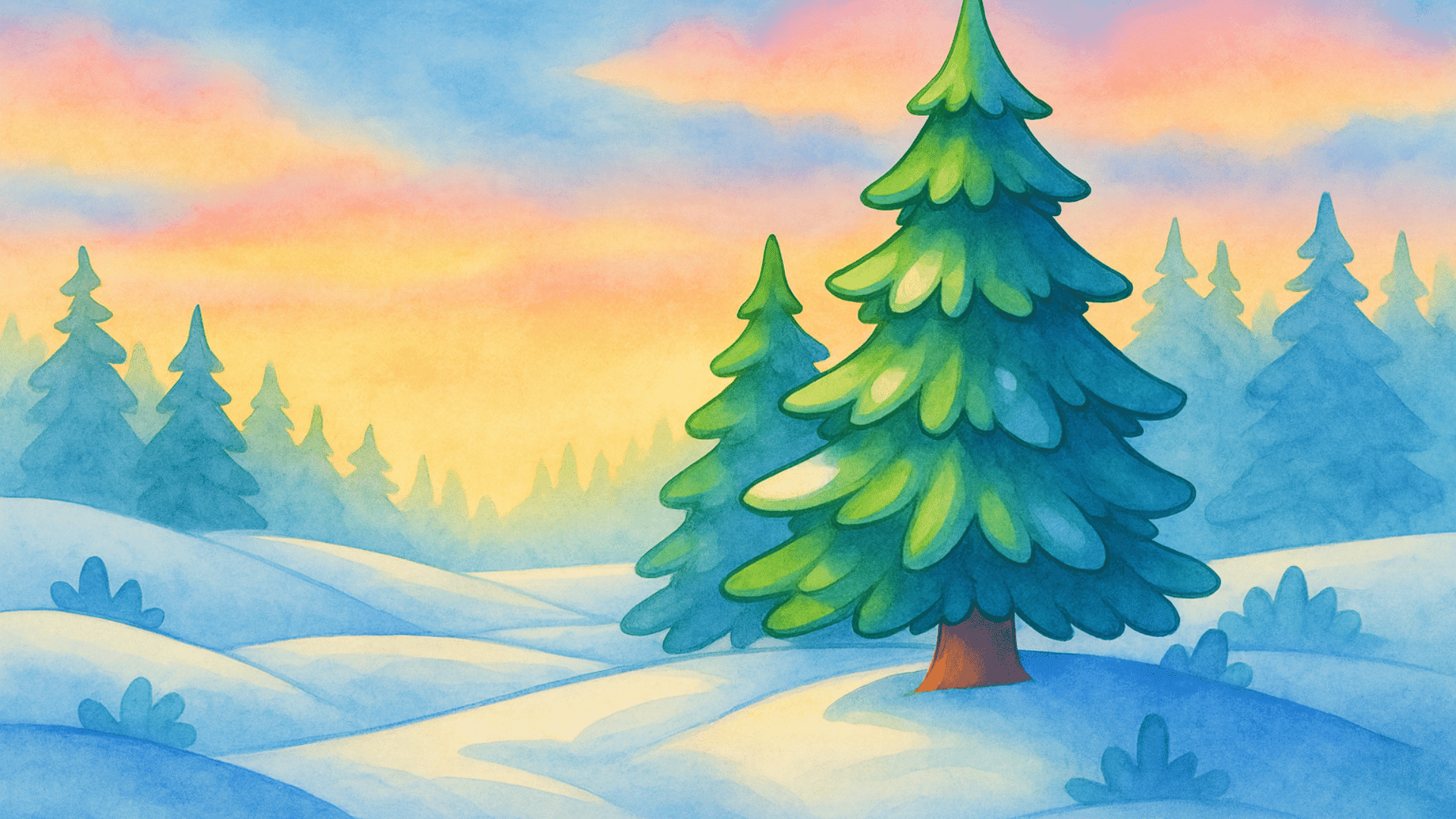 a beginners winter tutorial on how to paint snow