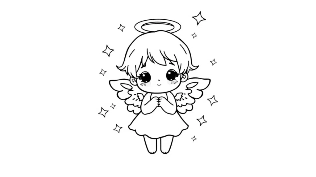 Chibi Angel with a Halo and Stars