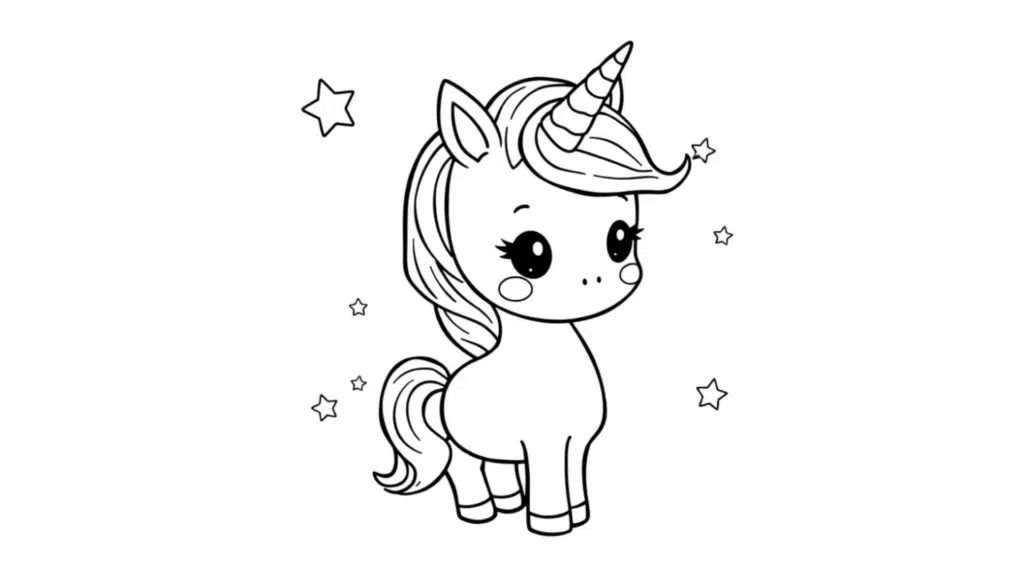 Chibi Unicorn with Stars