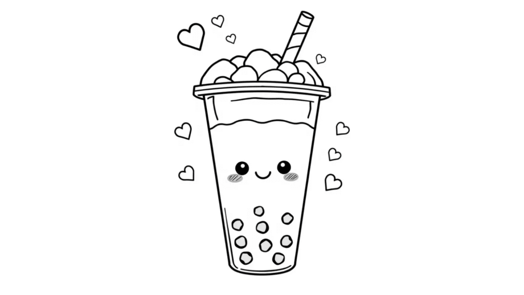 Colorful Boba Tea with Hearts