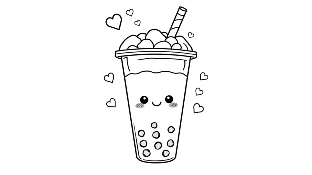 Colorful Boba Tea with Hearts