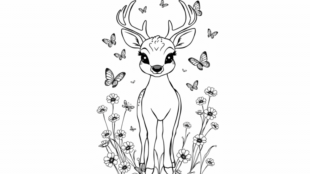 Gentle Deer with Butterflies
