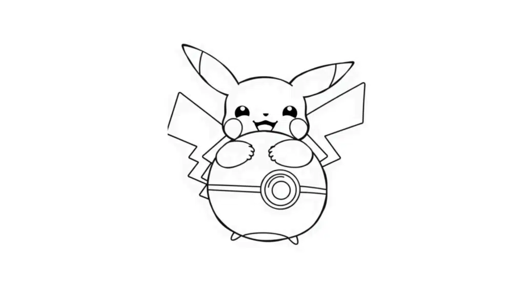 Kawaii Pikachu hugging Pokéball