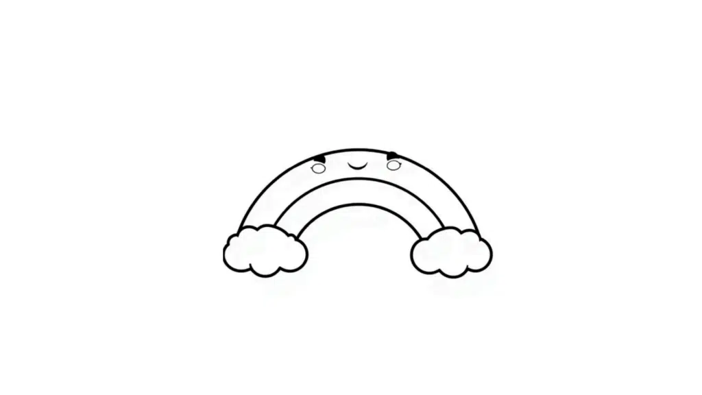 Pastel Rainbow with Happy Clouds<