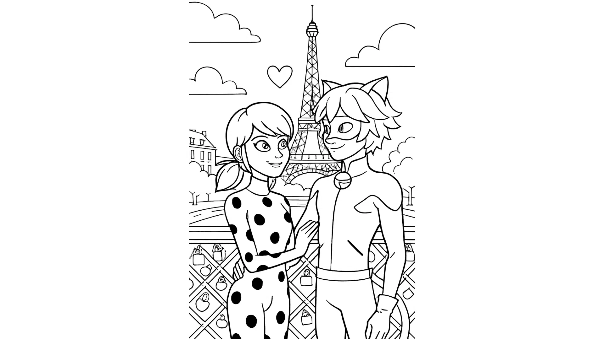Ladybug and Cat Noir on The Pont Des Arts Bridge