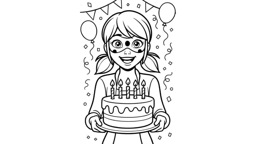 Ladybug Holding a Birthday Cake