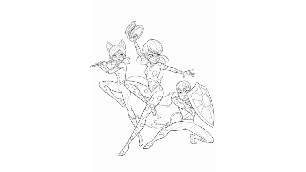 Ladybug, Rena Rouge, and Carapace Fighting Together