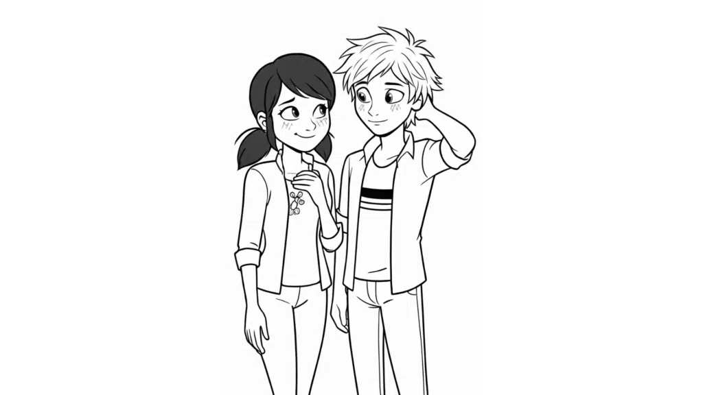 Marinette and Adrien Are Shyly Looking at Each Other