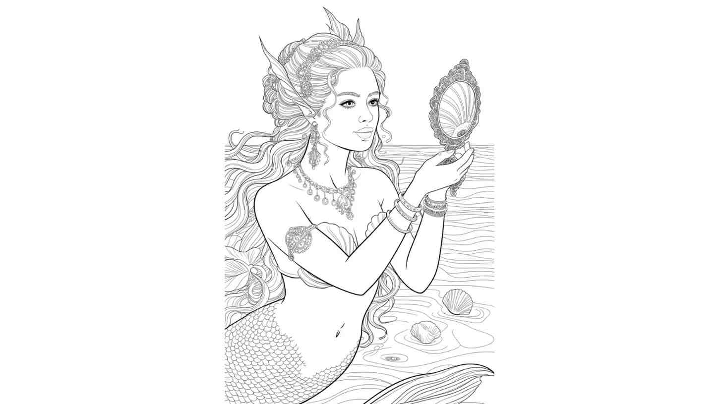 Mermaid Gazing into a Mirror