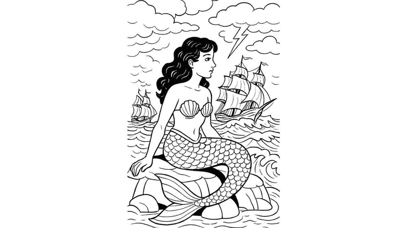 Mermaid in a Classic Postcard Style