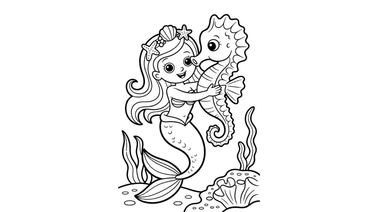 Mermaid with a Seahorse Pet