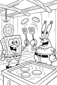 SpongeBob and Mr. Krabs Cooking Burgers