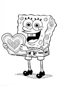 SpongeBob Holding a Valentine Card