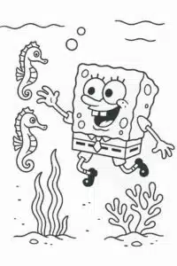 SpongeBob Swimming with Seahorses
