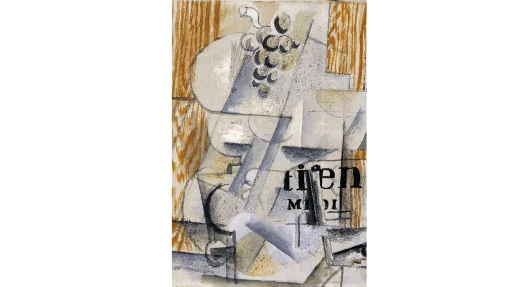 synthetic cubism paintings and later fruit dish and glass