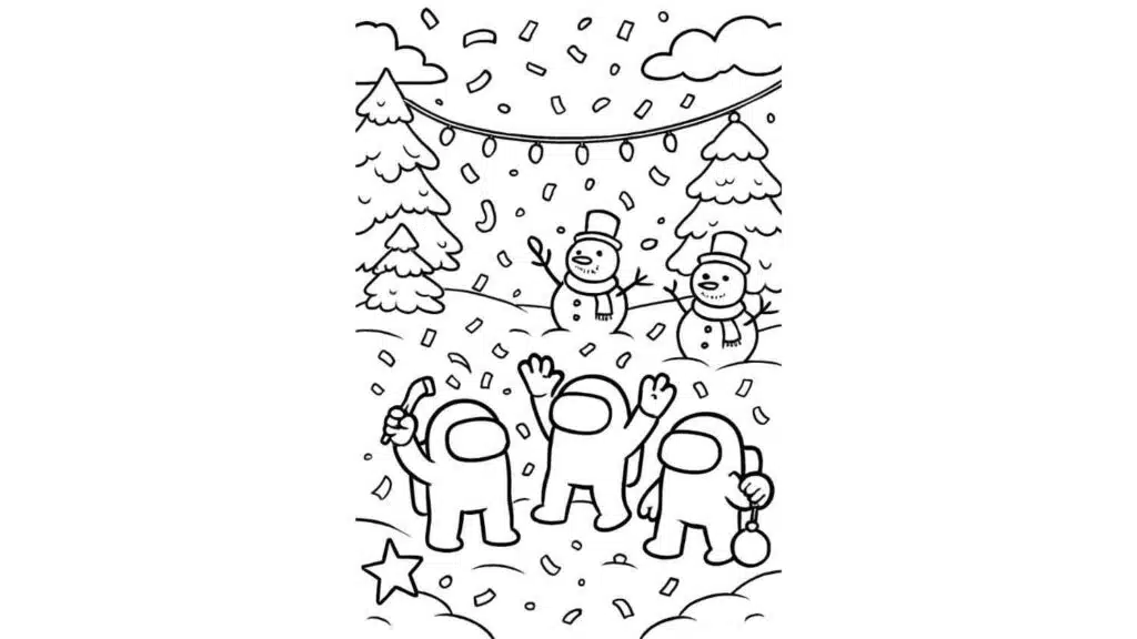 Team of Crewmates Celebrating with Confetti