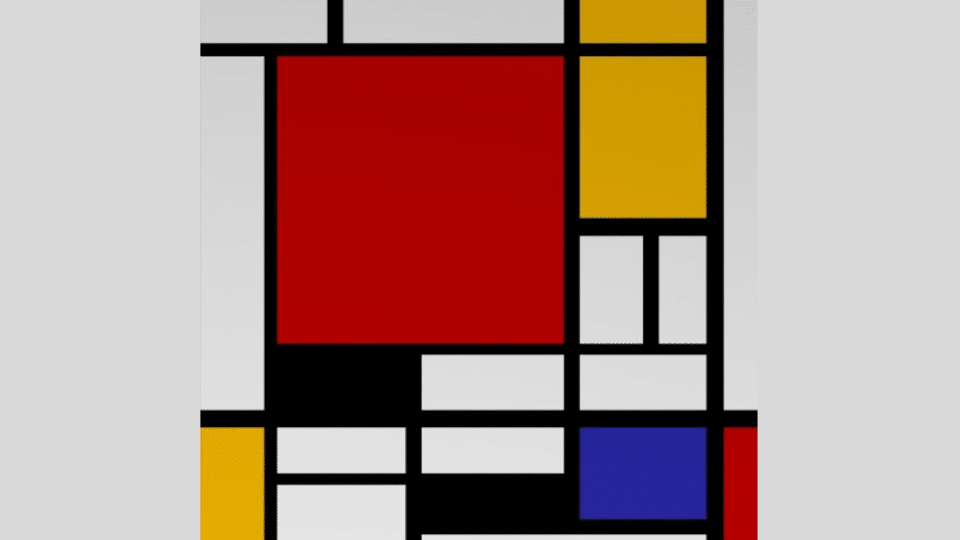 geometric abstraction piet mondrian composition with red blue and yellow 1930