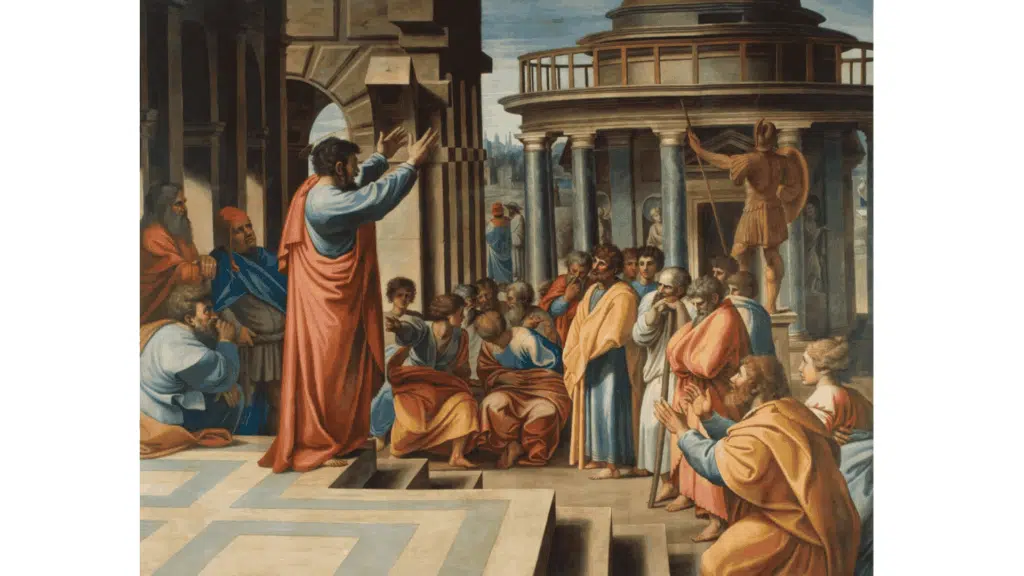 paul preaching in athens image