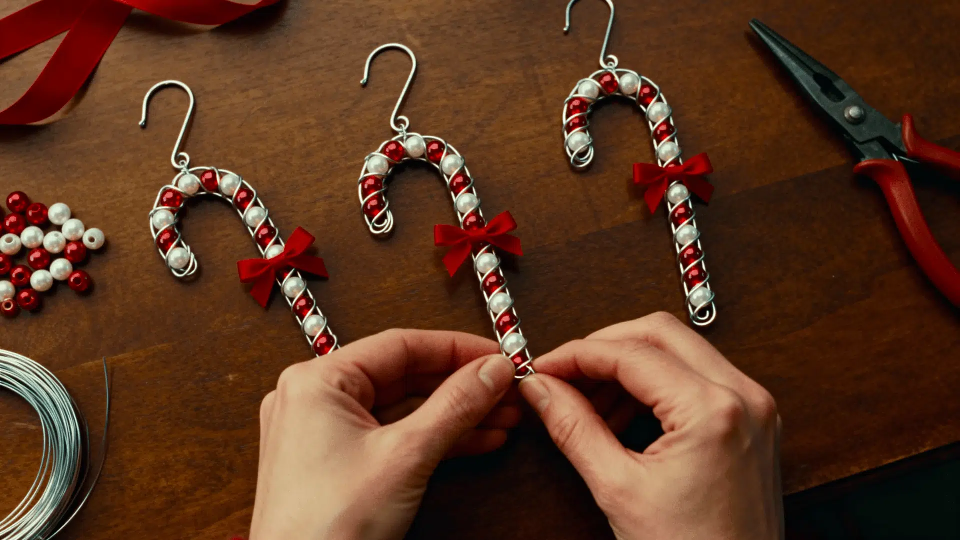 beaded wire candy canes