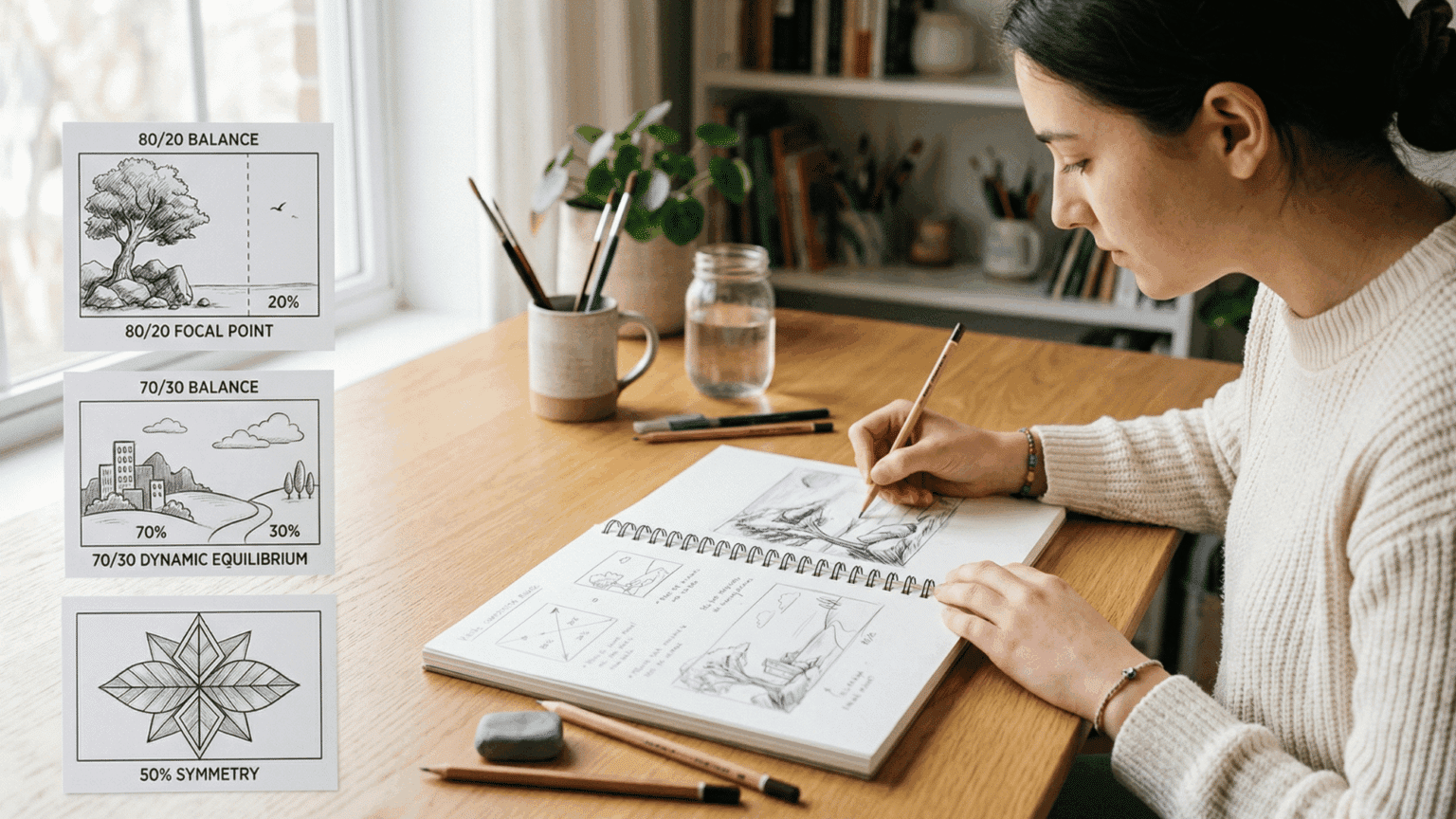 80/20, 70/30, 50%: Simple Drawing Balance Rules for Art - Making Art Fun