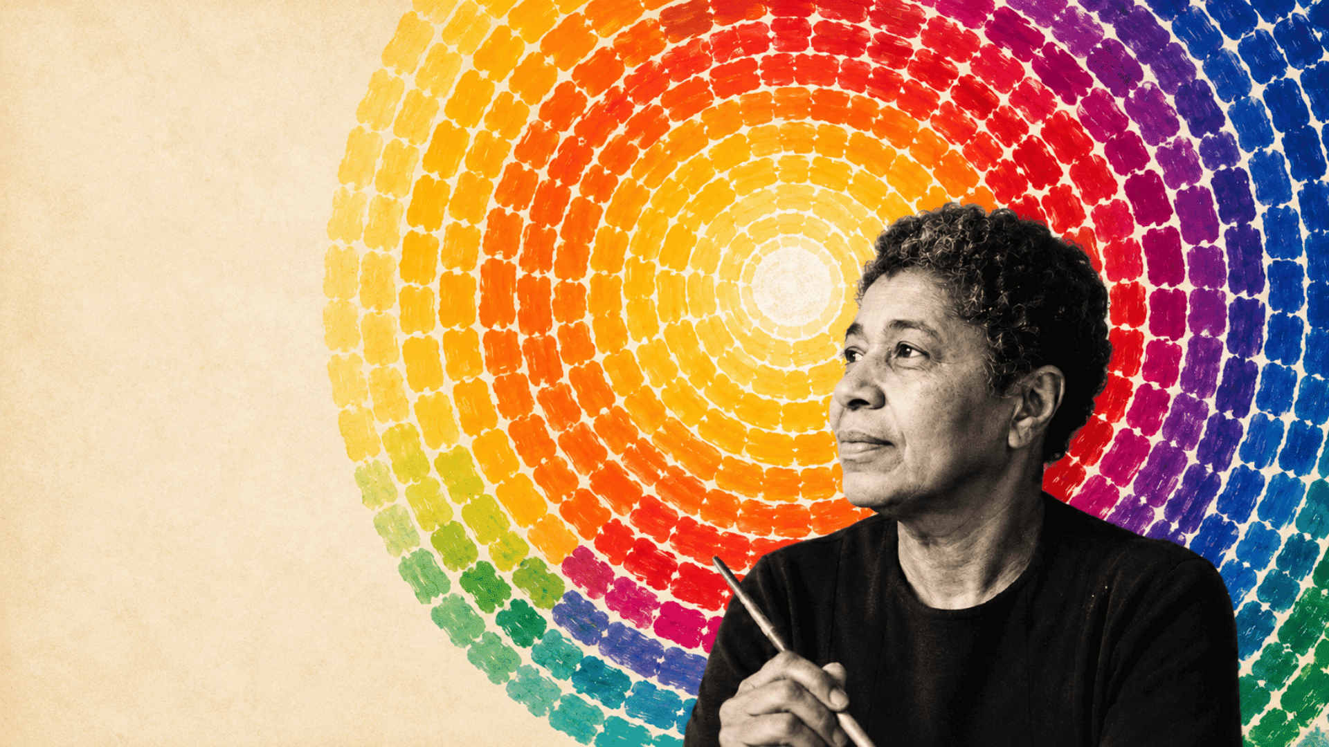 Feature image inspired by Alma Thomas art, showcasing vibrant concentric rainbow patterns in a bold abstract composition.
