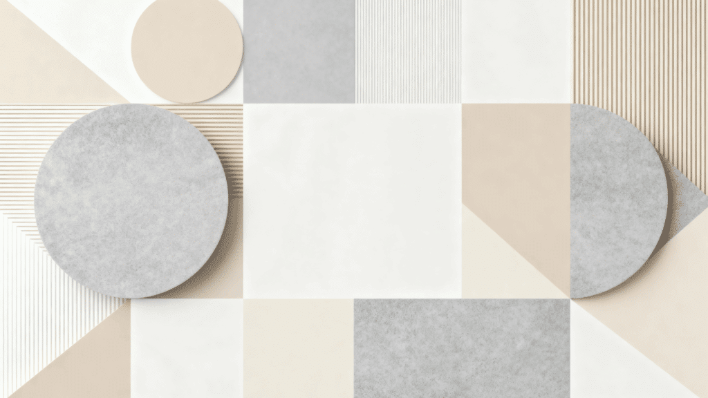 design balance concept with geometric shapes arranged in symmetry and asymmetry creating visual harmony
