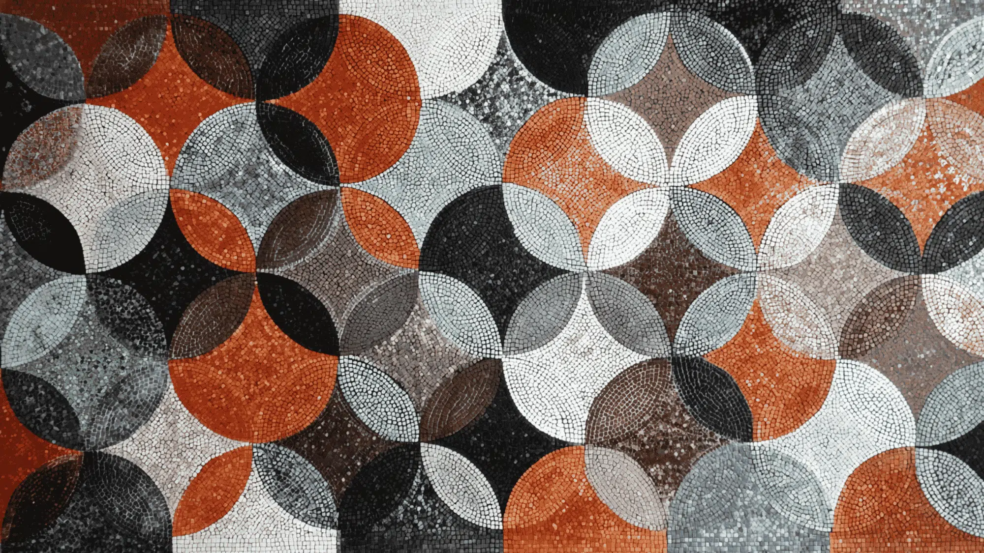 mosaic balance design with repeating patterns and textures creating evenly distributed visual composition