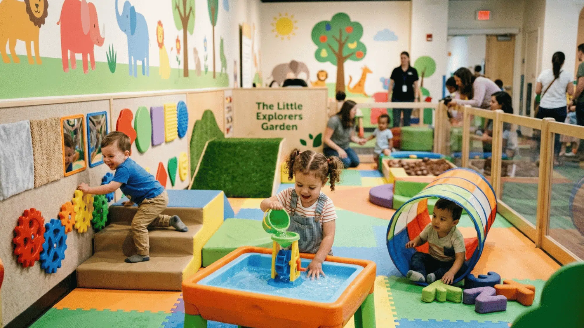 young children explore interactive exhibits, sensory activities, and hands-on learning stations in a museum setting.