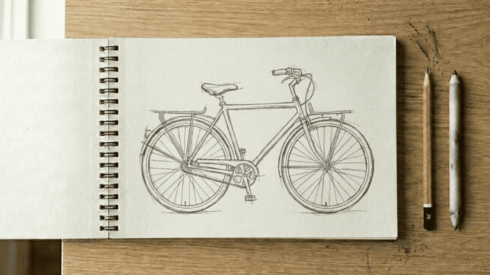 contour technique used to depict the drawing of a bicycle