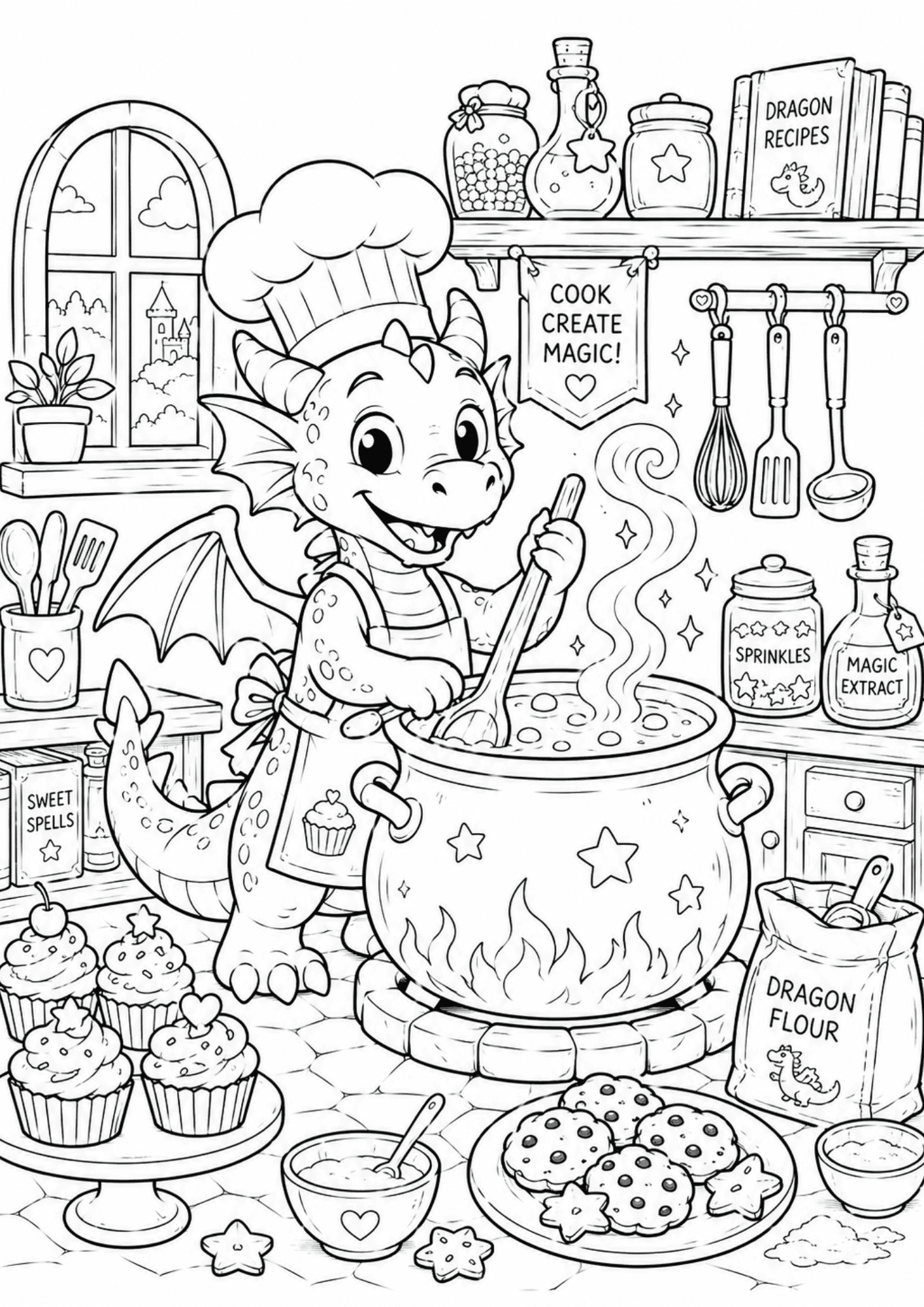 dragon-chef-coloring-page