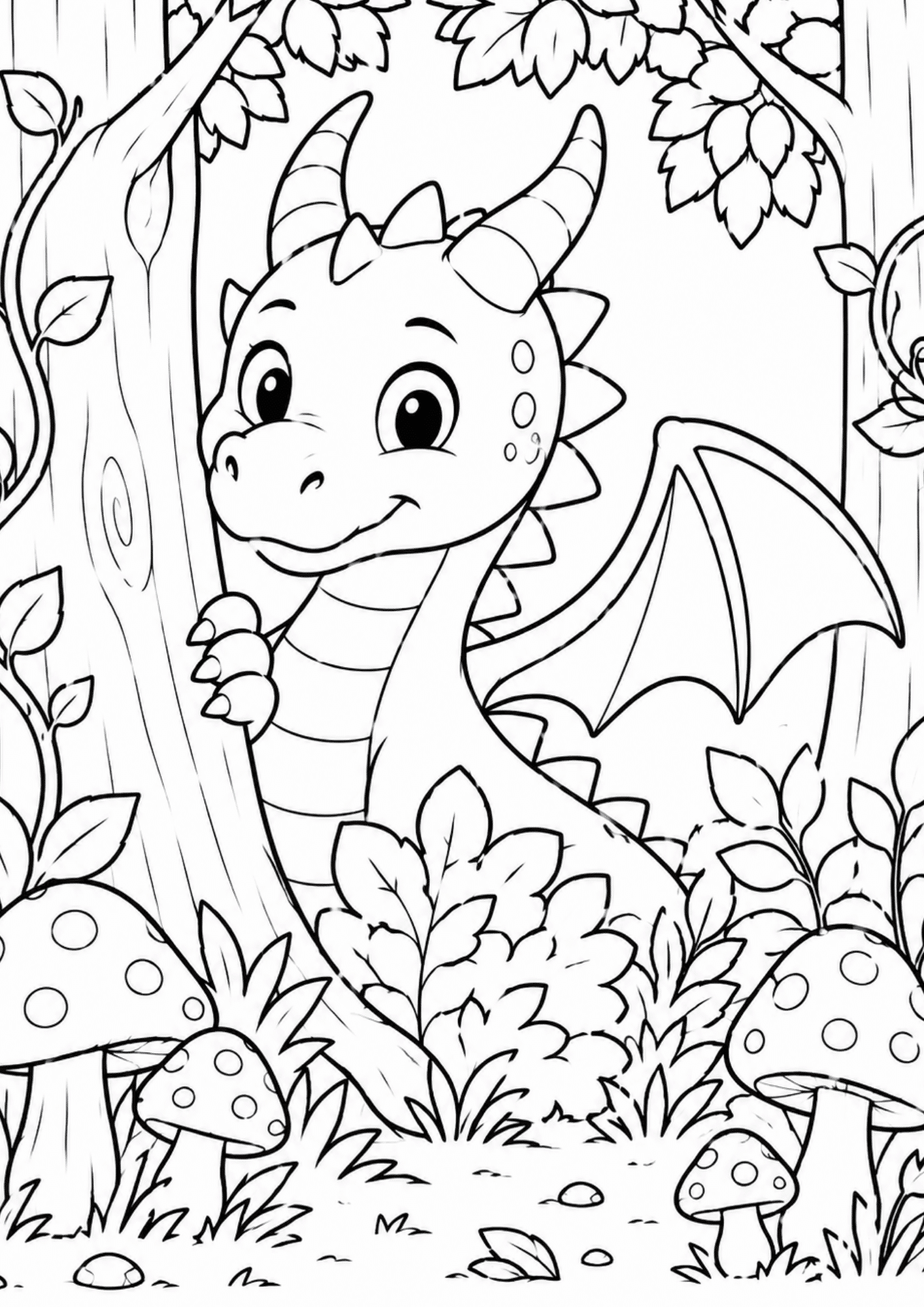 Dragon-in-the-Forest-Coloring-Page