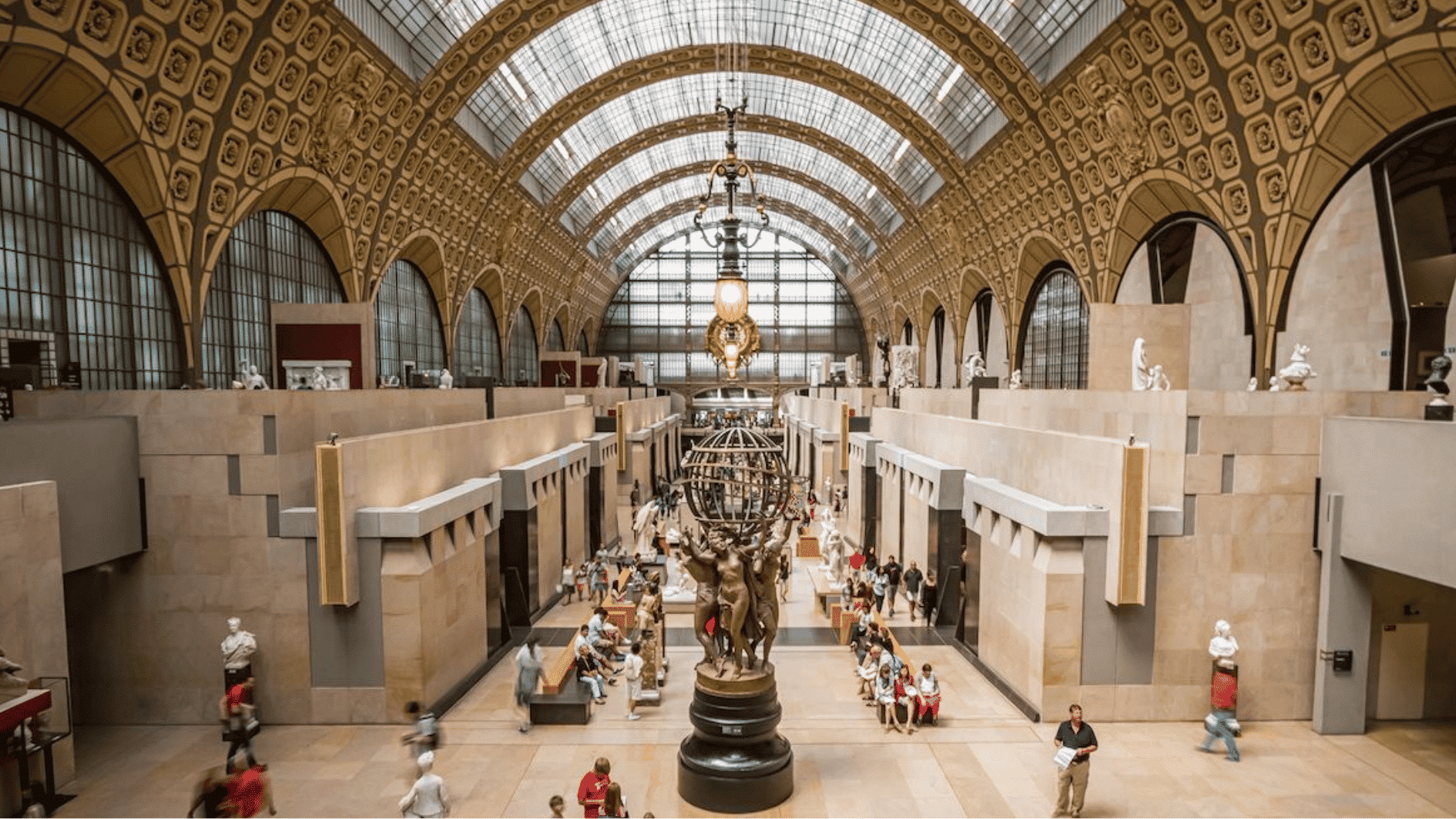 musee dorsay in paris with former railway station hall and art museum interior