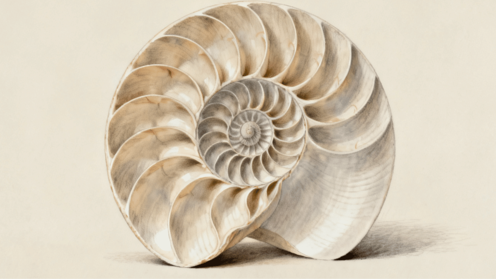 realistic nautilus shell showing progressive rhythm with repeating spiral forms