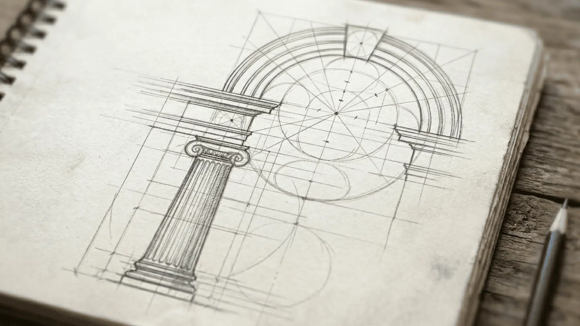 propotional <echighlighted><echighlighted><echighlighted><echighlighted>drawing techniques</echighlighted></echighlighted></echighlighted></echighlighted> used to sketch an arc on a sketchbook