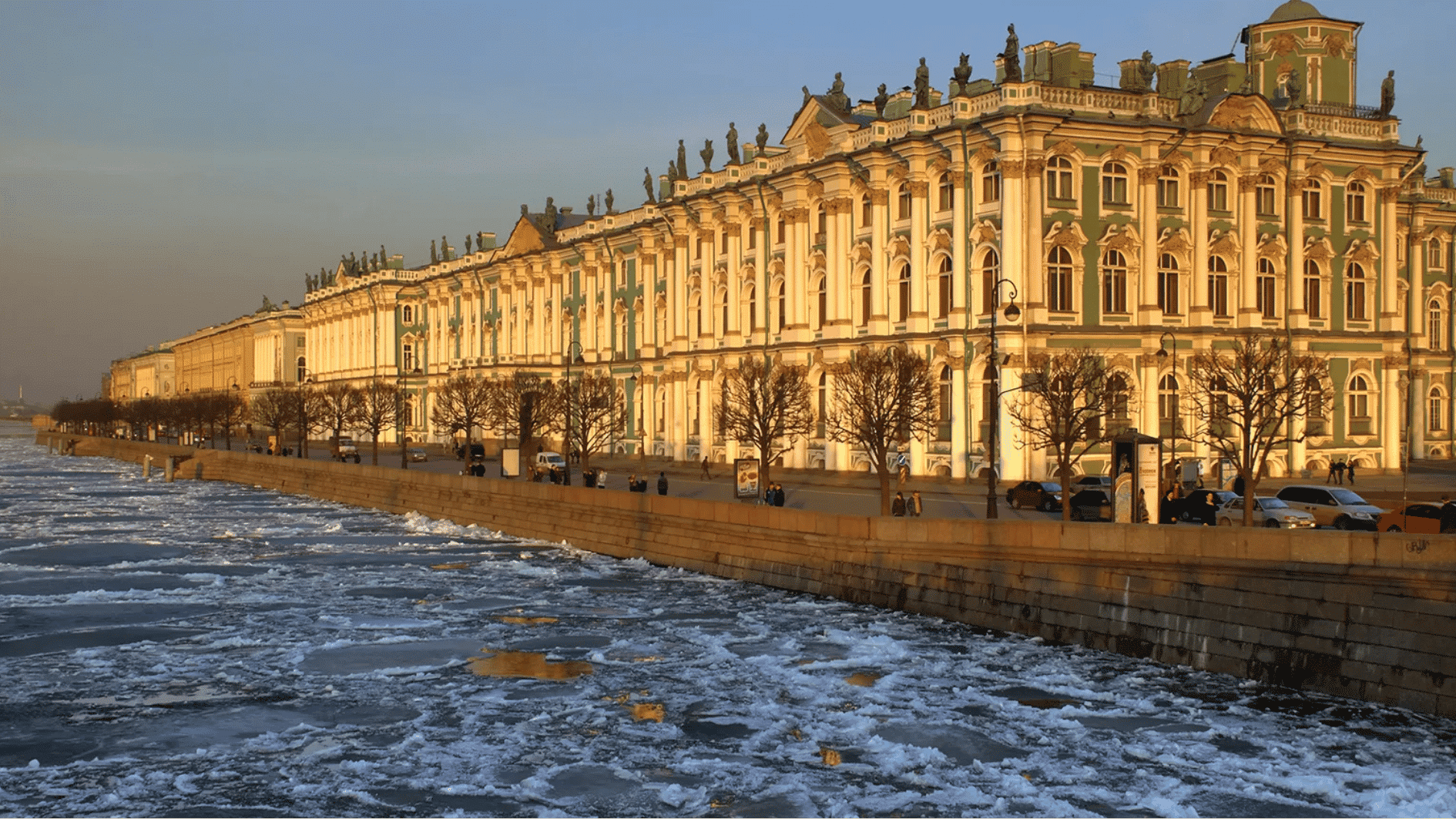state hermitage museum in st petersburg with winter palace facade and public square