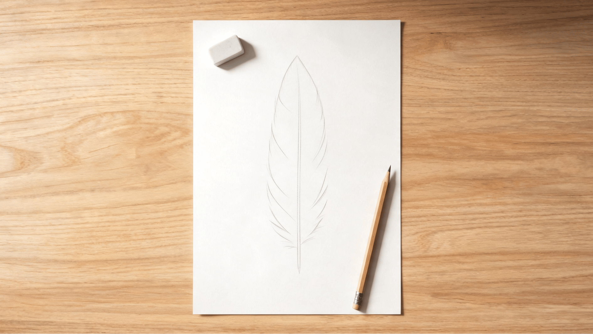 basic <echighlighted><echighlighted><echighlighted><echighlighted><echighlighted><echighlighted><echighlighted>feather outline</echighlighted></echighlighted></echighlighted></echighlighted></echighlighted></echighlighted></echighlighted> drawn around center shaft without texture or shading