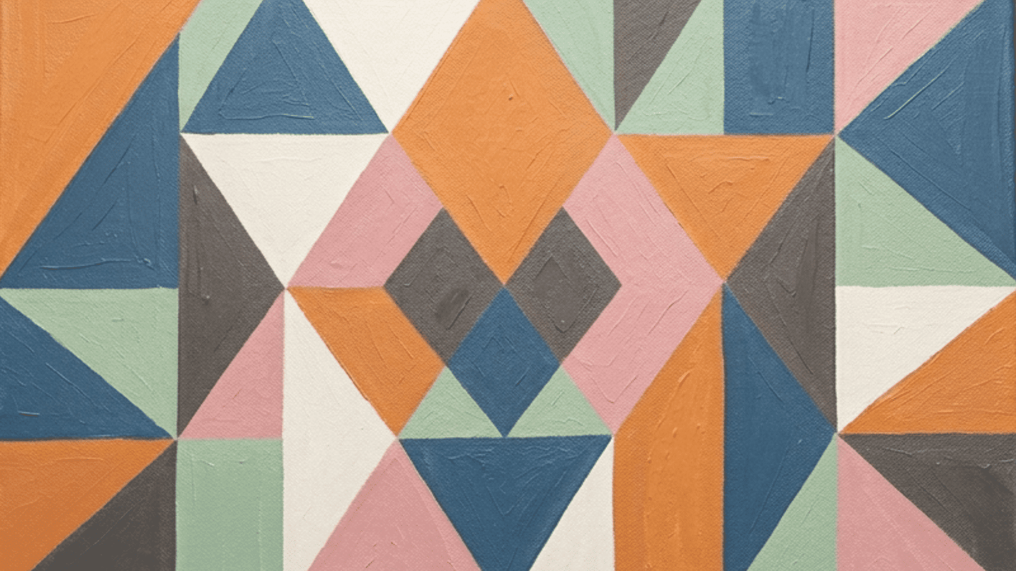 acrylic painting with geometric patterns bold shapes layered colors and a clean modern abstract design